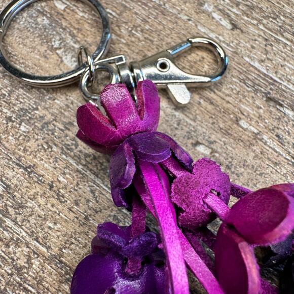 Leather Flower Purse Charm Genuine Leather Bag Charm NEW FAST SHIP - Picture 4 of 6